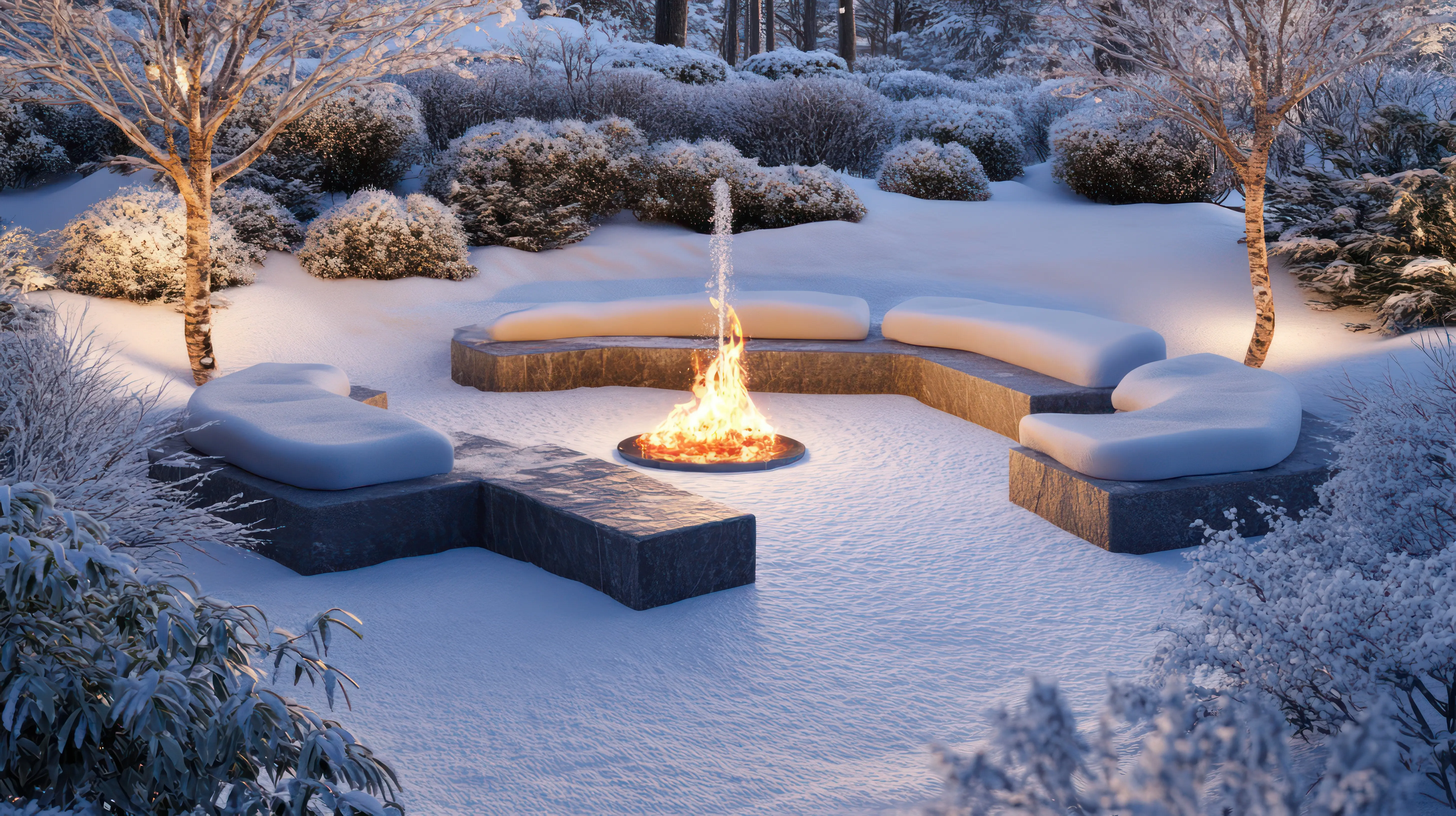 An outdoor patio amid snow